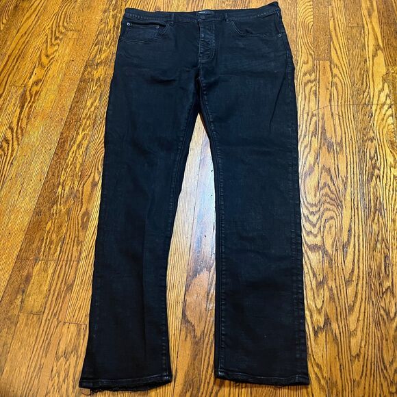 Black Other - Purple Brand P001 Slim Fit Jeans Men's Size 40x34 Black Denim Frayed Hem